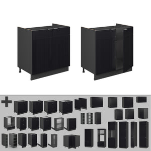 Vicco Mobile lavello cucina Nero a righe 80 cm , PL Rovere