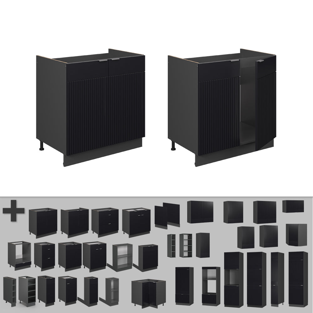 Vicco Mobile lavello cucina Nero a righe 80 cm senza piano di lavoro