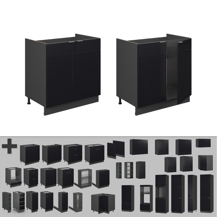 Vicco Mobile lavello cucina Nero a righe 80 cm senza piano di lavoro