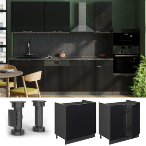 Vicco Mobile lavello cucina Nero a righe 80 cm , PL Rovere