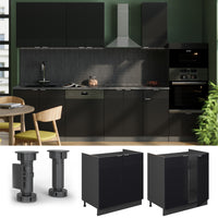 Vicco Mobile lavello cucina Nero a righe 80 cm , PL Marmo