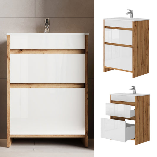 Vicco Set di mobili da bagno Quercia dorata 2 parti, base 60 cm