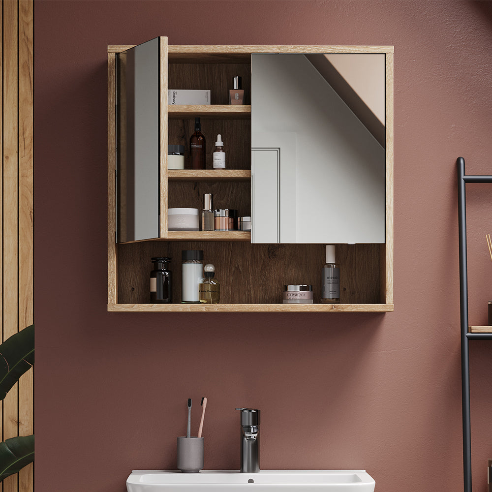 Vicco Specchio da bagno Quercia vichinga 70 x 65 cm con 2 porte