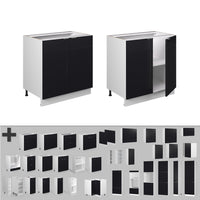 Vicco Mobile lavello cucina Nero a righe 80 cm con ripiano, senza piano di lavoro