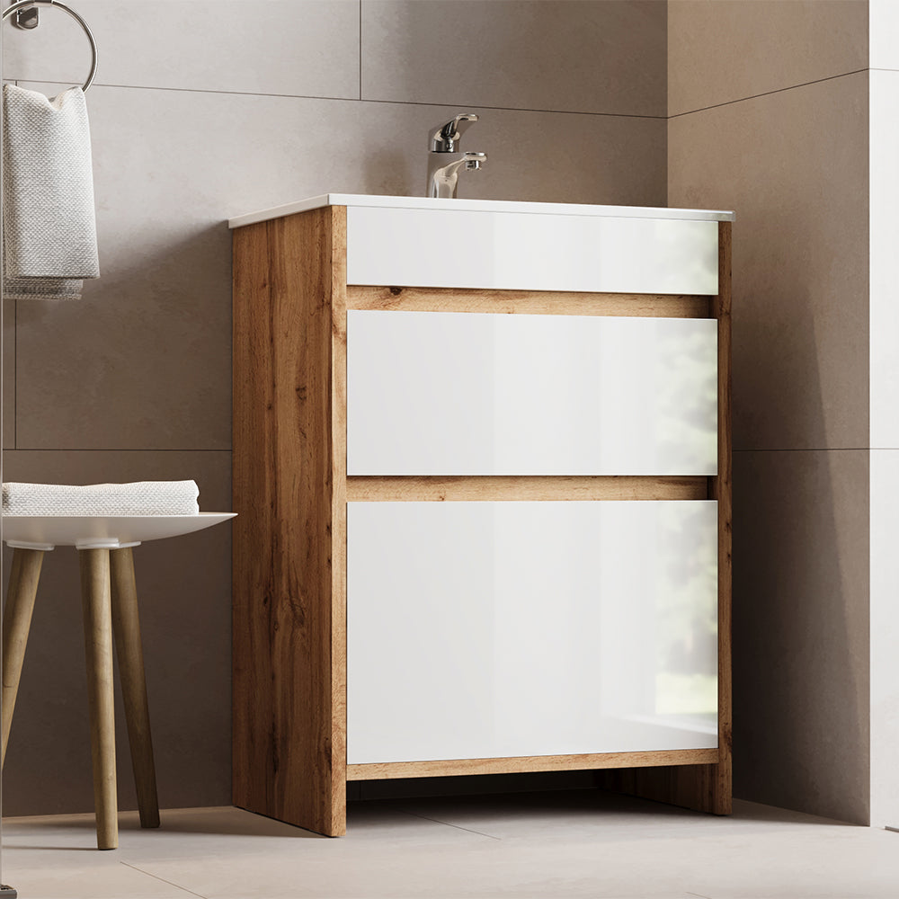 Vicco Set di mobili da bagno Quercia dorata 2 parti, base 60 cm