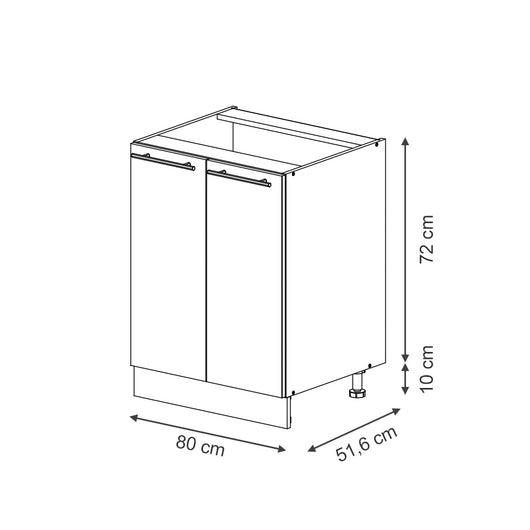 Vicco Mobile lavello cucina Nero a righe 80 cm con ripiano, PL Marmo