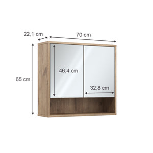 Vicco Specchio da bagno Quercia vichinga 70 x 65 cm con 2 porte