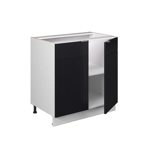 Vicco Mobile lavello cucina Nero a righe 80 cm con ripiano, PL Marmo