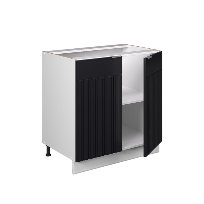 Vicco Mobile lavello cucina Nero a righe 80 cm con ripiano, PL Rovere