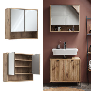 Vicco Specchio da bagno Quercia vichinga 70 x 65 cm con 2 porte