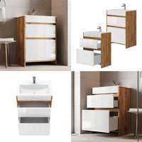 Vicco Set di mobili da bagno Quercia dorata 2 parti, base 60 cm