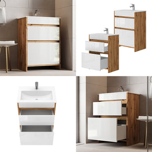 Vicco Set di mobili da bagno Quercia dorata 2 parti, base 60 cm