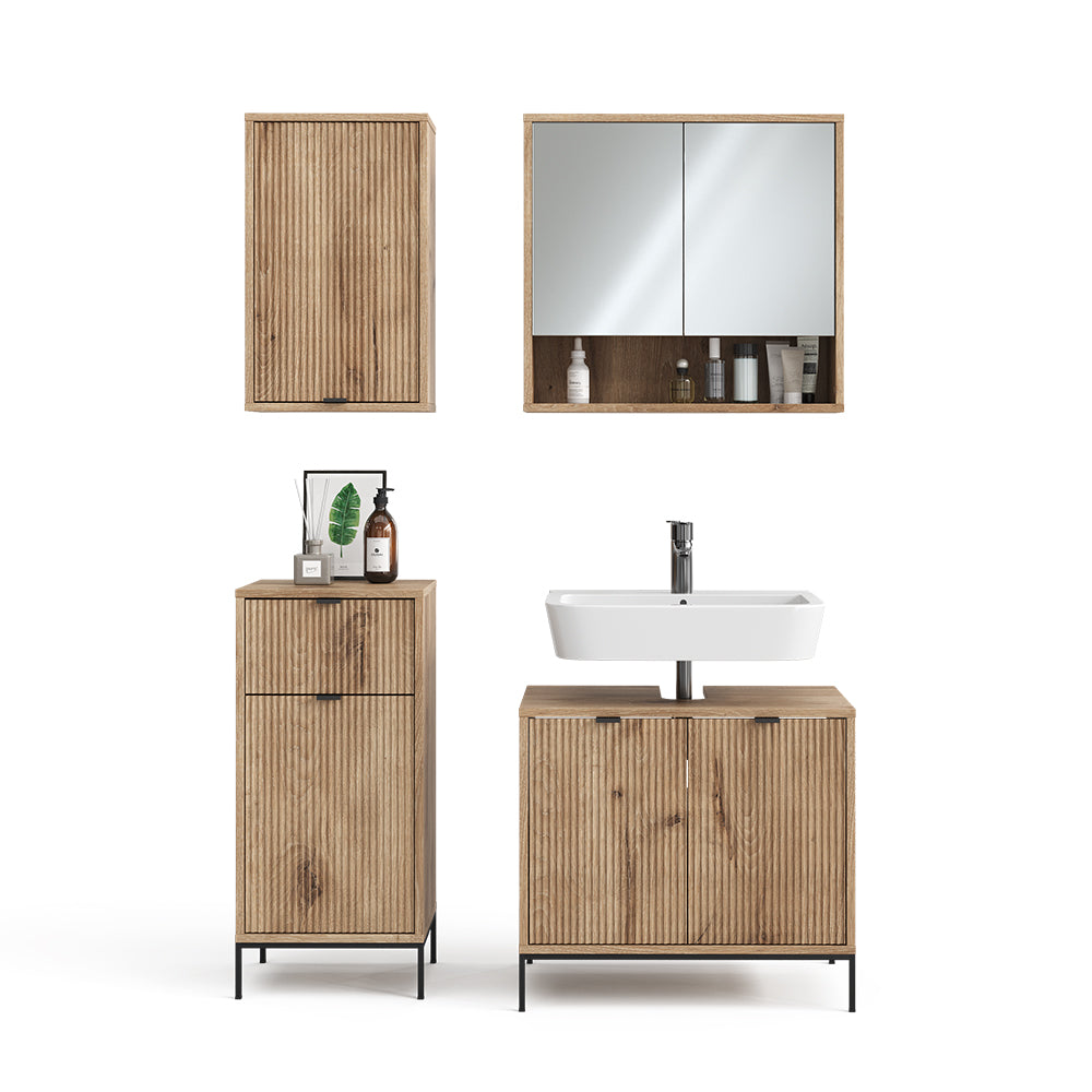 Vicco Set di mobili da bagno Quercia vichinga 4 parti