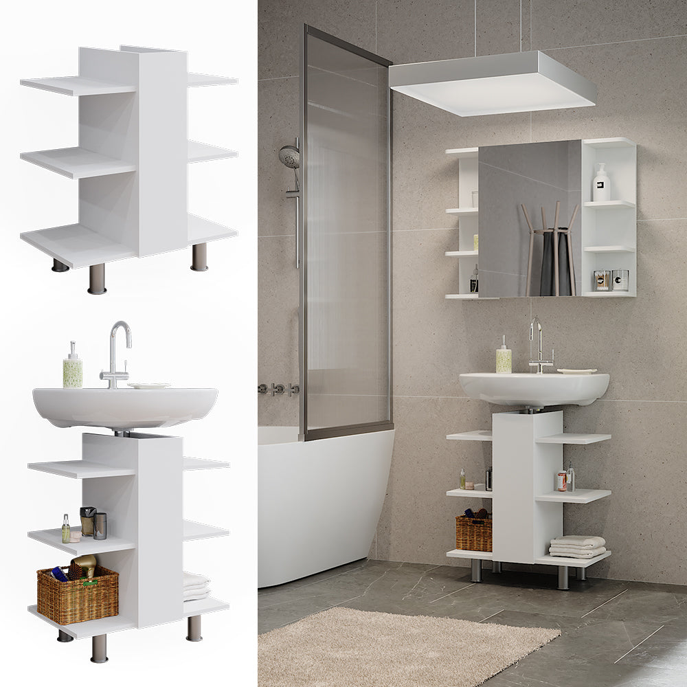 Vicco Mobiletto per lavabo Bianco 60 x 70 cm con 6 ripiani