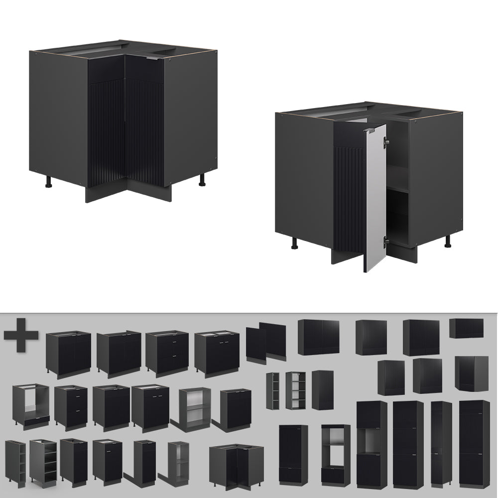 Vicco Mobile ad angolo cucina Nero a righe 80.5 cm senza piano di lavoro