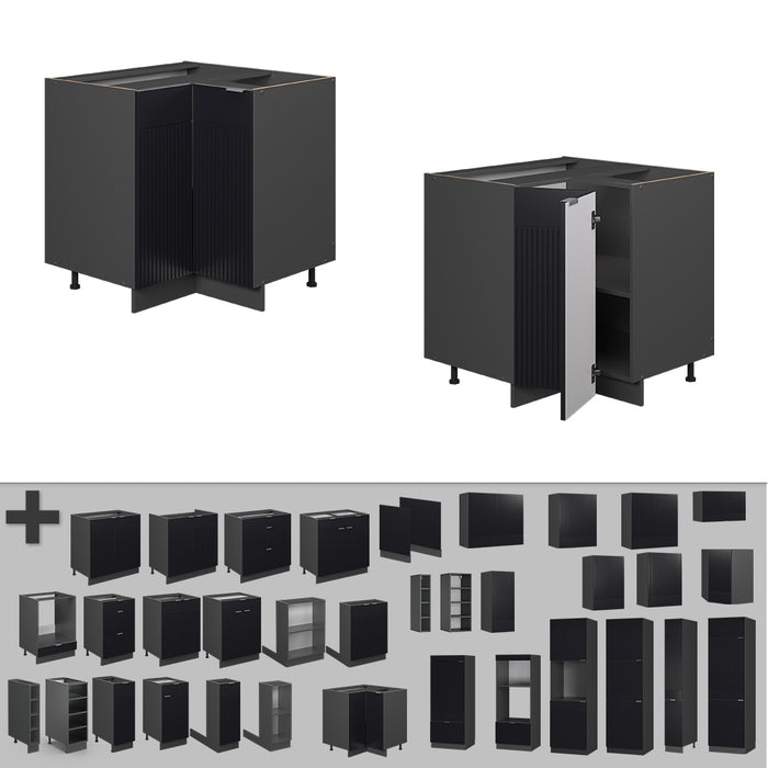 Vicco Mobile ad angolo cucina Nero a righe 80.5 cm senza piano di lavoro