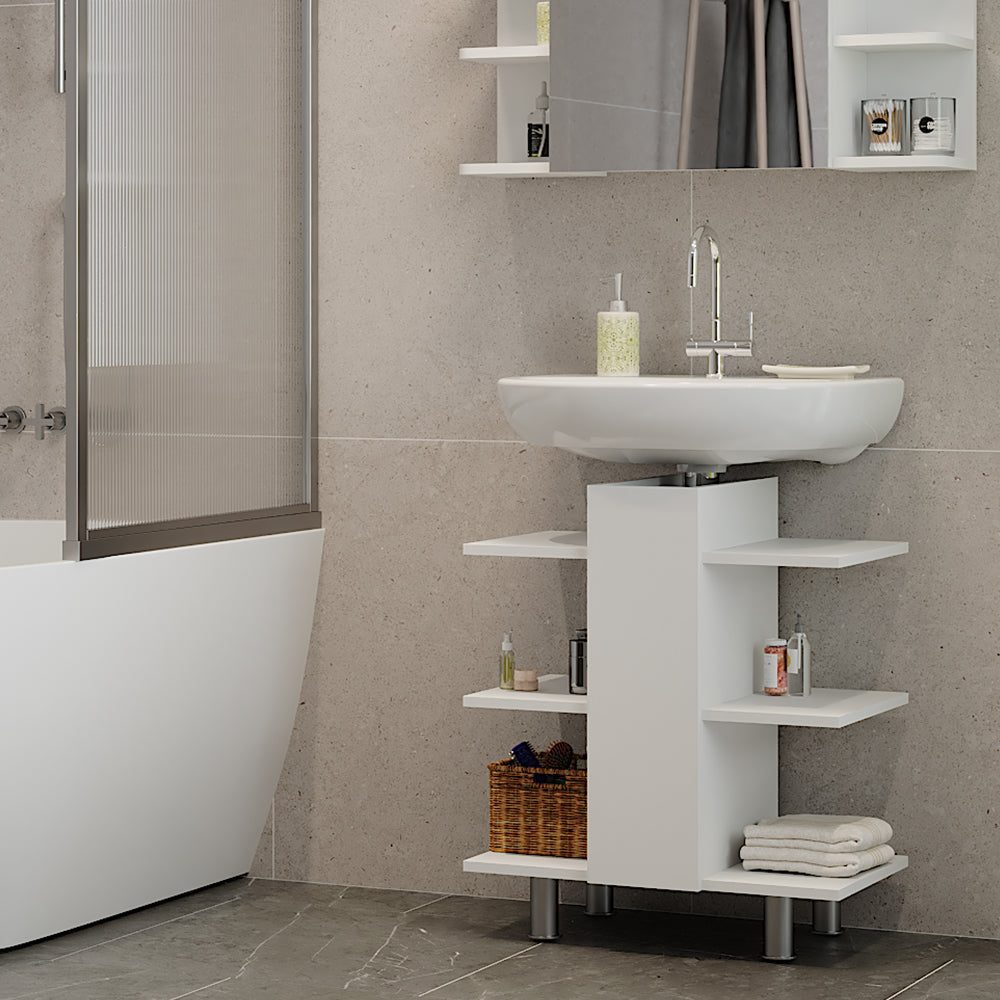 Vicco Mobiletto per lavabo Bianco 60 x 70 cm con 6 ripiani