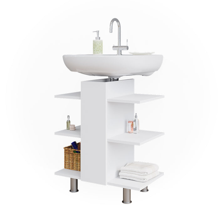 Vicco Mobiletto per lavabo Bianco 60 x 70 cm con 6 ripiani