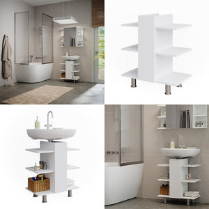 Vicco Mobiletto per lavabo Bianco 60 x 70 cm con 6 ripiani