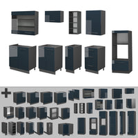 Vicco Cucina componibile Blu scuro lucido/antracite 280 cm , PL Antracite