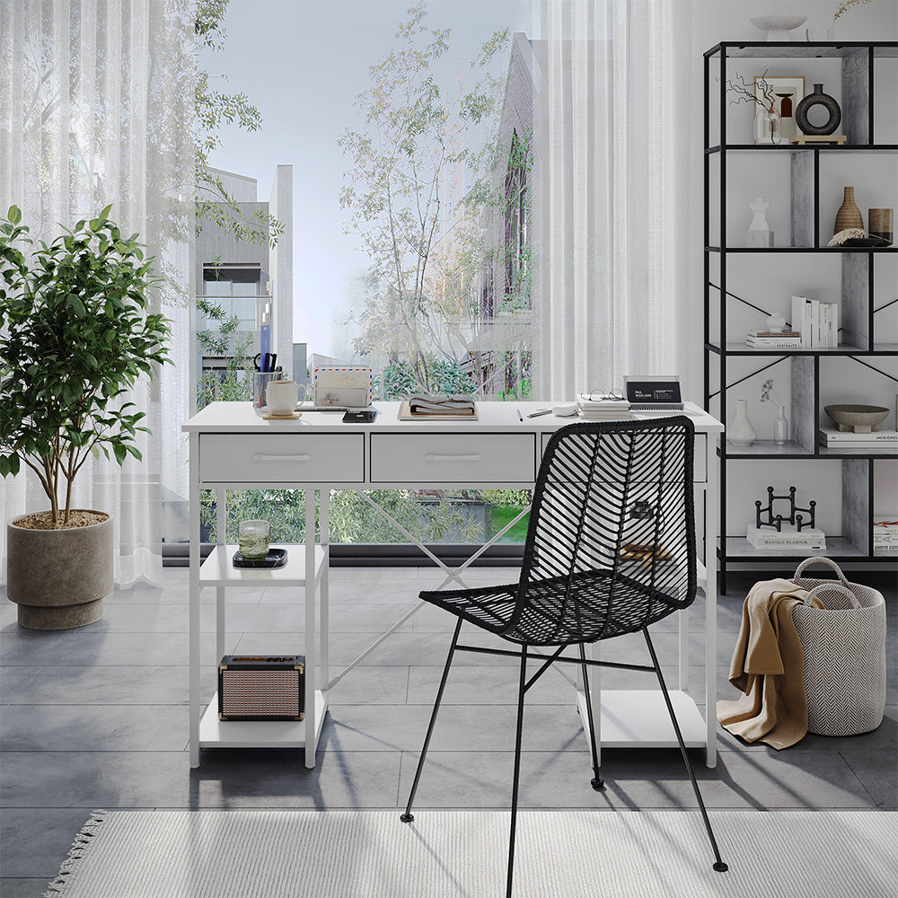 Vicco Scrivania Bianco 120 x 40 cm con 3 cassetti