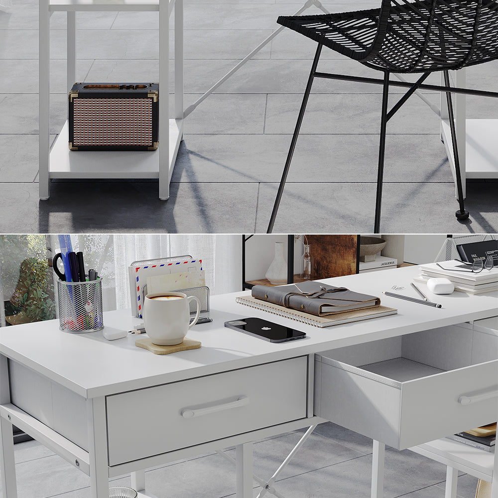 Vicco Scrivania Bianco 120 x 40 cm con 3 cassetti