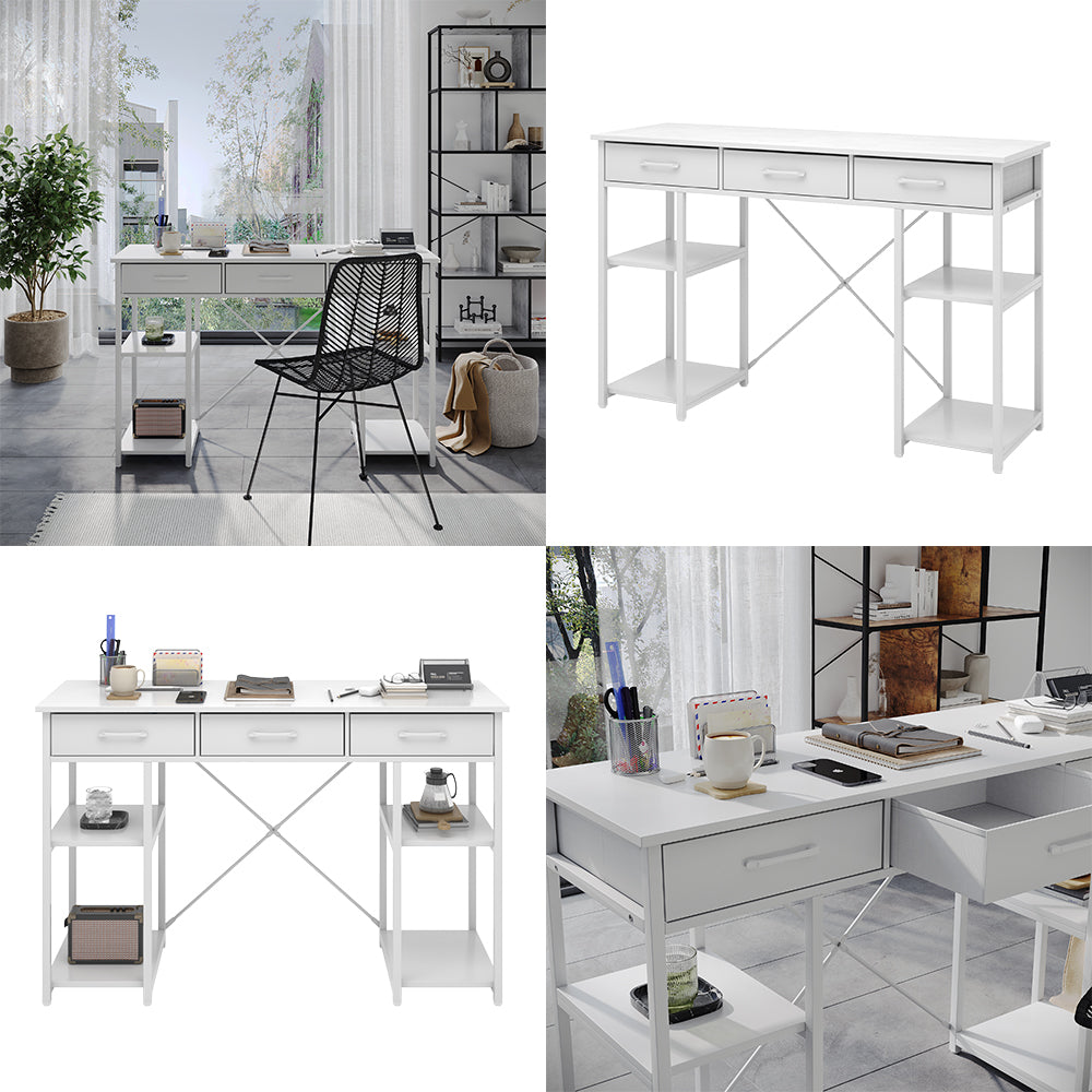 Vicco Scrivania Bianco 120 x 40 cm con 3 cassetti