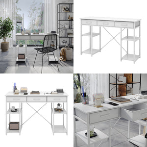 Vicco Scrivania Bianco 120 x 40 cm con 3 cassetti