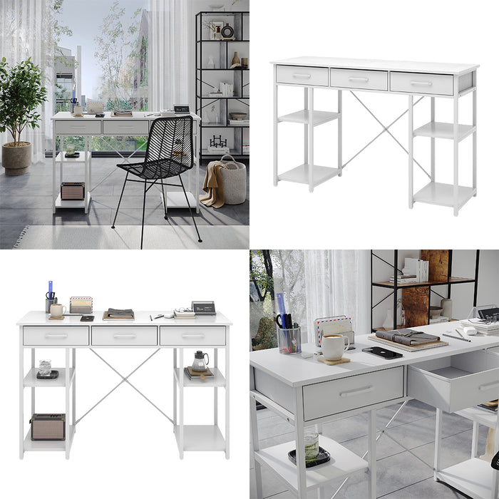 Vicco Scrivania Bianco 120 x 40 cm con 3 cassetti