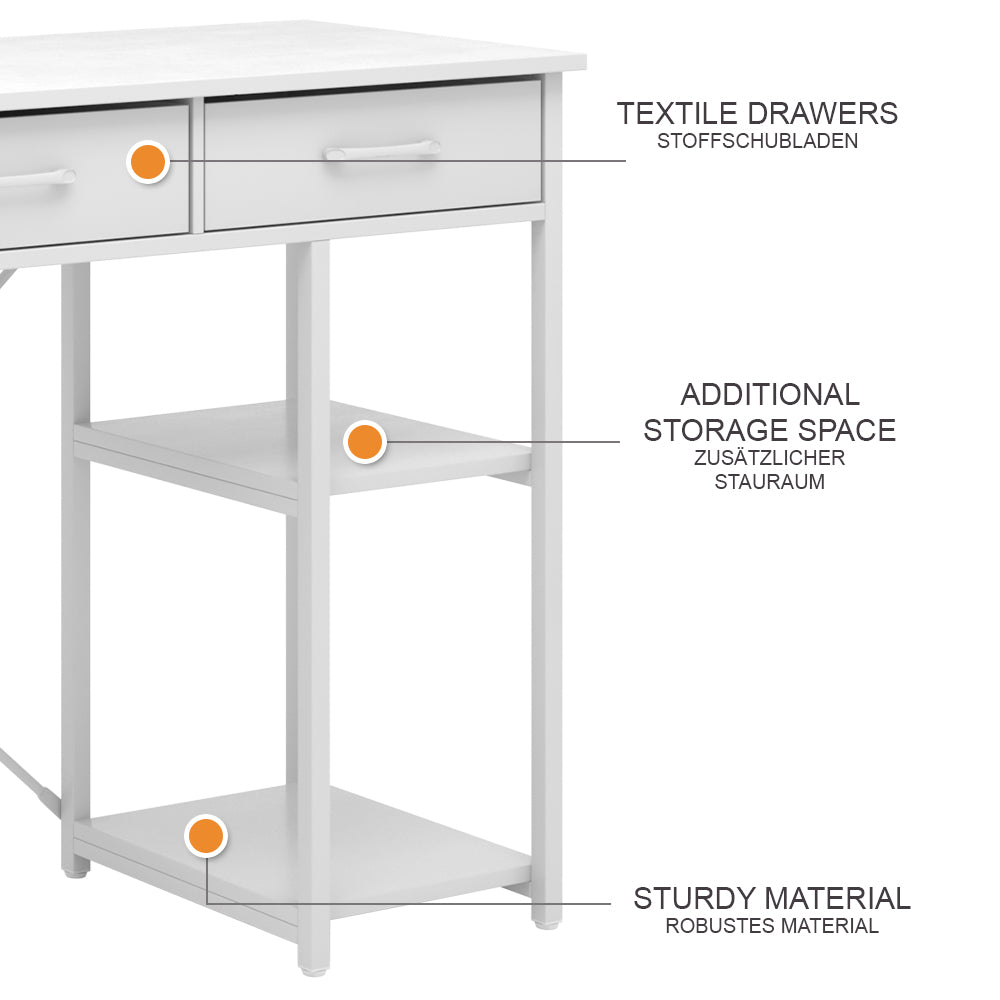 Vicco Scrivania Bianco 120 x 40 cm con 3 cassetti