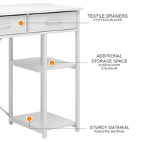 Vicco Scrivania Bianco 120 x 40 cm con 3 cassetti