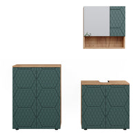Vicco Set mobili bagno Quercia verde/oro 3 parti, con unità di base 60 cm