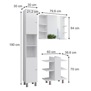 Vicco Set di mobili da bagno Bianco 3 parti