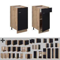 Vicco Mobiletto base per cucina Nero a righe 40 cm , PL Rovere