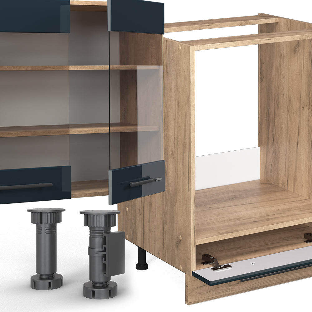 Vicco Cucina componibile Blu scuro lucido/rovere dorato 355 cm , PL Marmo