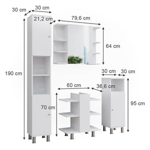 Vicco Set mobili bagno Bianco 4 parti