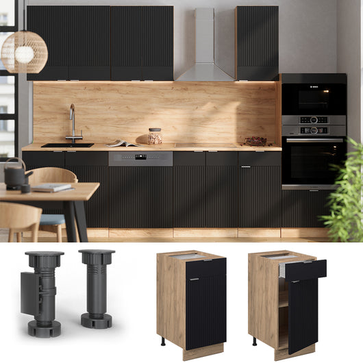 Vicco Mobiletto base per cucina Nero a righe 40 cm , PL Antracite