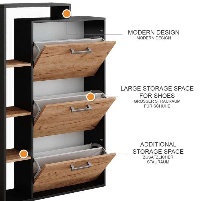 Vicco Scarpiera Quercia dorata 80 x 128.3 cm con 3 scomparti