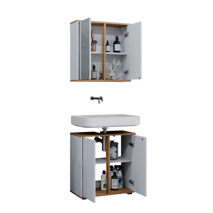 Vicco Set mobili bagno Bianco/Artisan 2 parti, base 60 cm