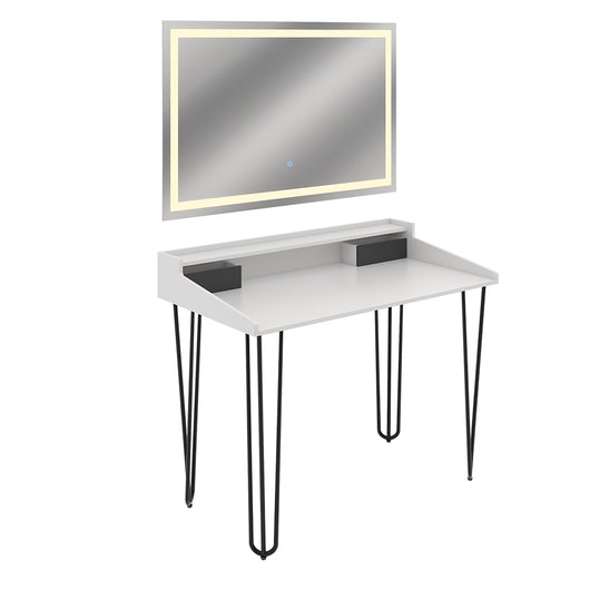 Vicco Tavolo da toilette Bianco 110 cm con specchio a LED