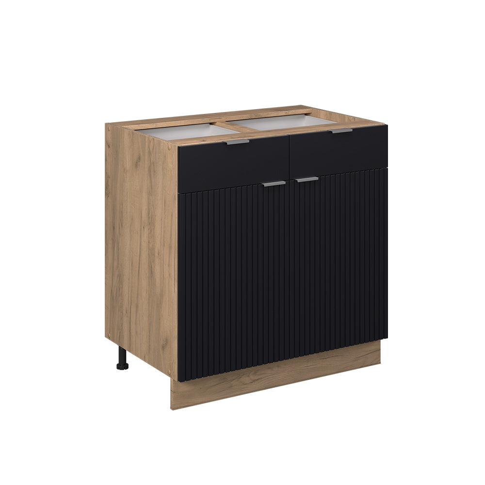 Vicco Mobiletto base per cucina Nero a righe 80 cm senza piano di lavoro