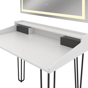 Vicco Tavolo da toilette Bianco 110 cm con specchio a LED