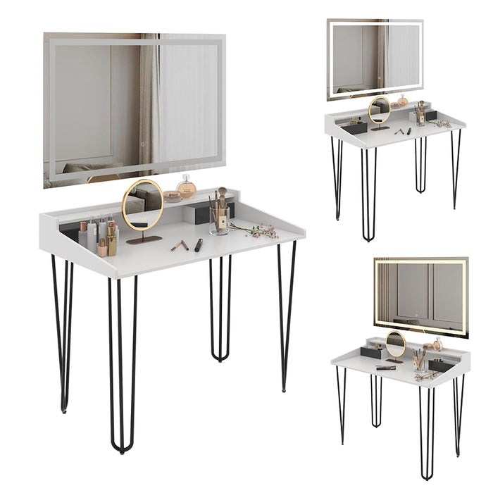 Vicco Tavolo da toilette Bianco 110 cm con specchio a LED