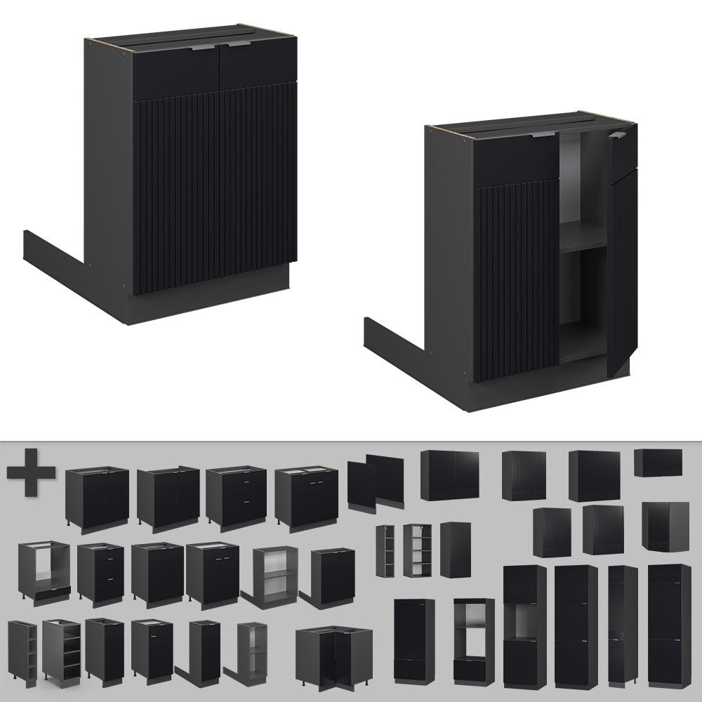 Vicco Isola cucina Nero a righe 60 cm senza piano di lavoro