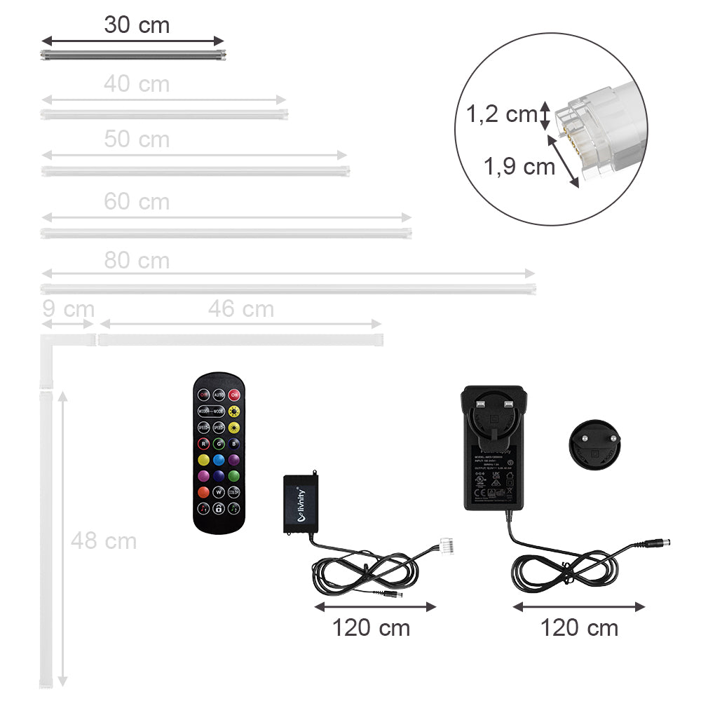 Vicco Striscia LED Bianco 30 cm con starter pack