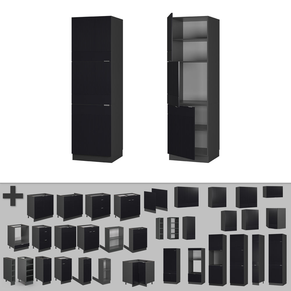 Vicco Mobile per forno da incasso Nero a righe 60 cm