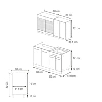 Vicco Cucina singola Blu scuro lucido/antracite 140 cm , PL Marmo