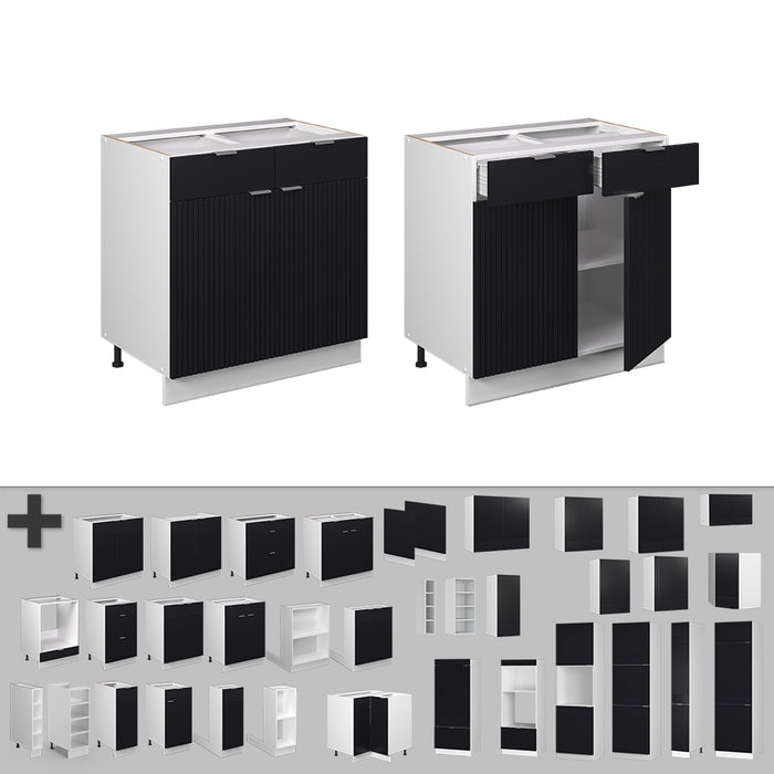 Vicco Mobiletto base per cucina Nero a righe 80 cm senza piano di lavoro