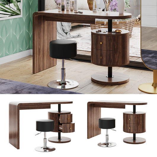 Vicco Tavolino da toilette Rovere rustico 120 cm con sgabello