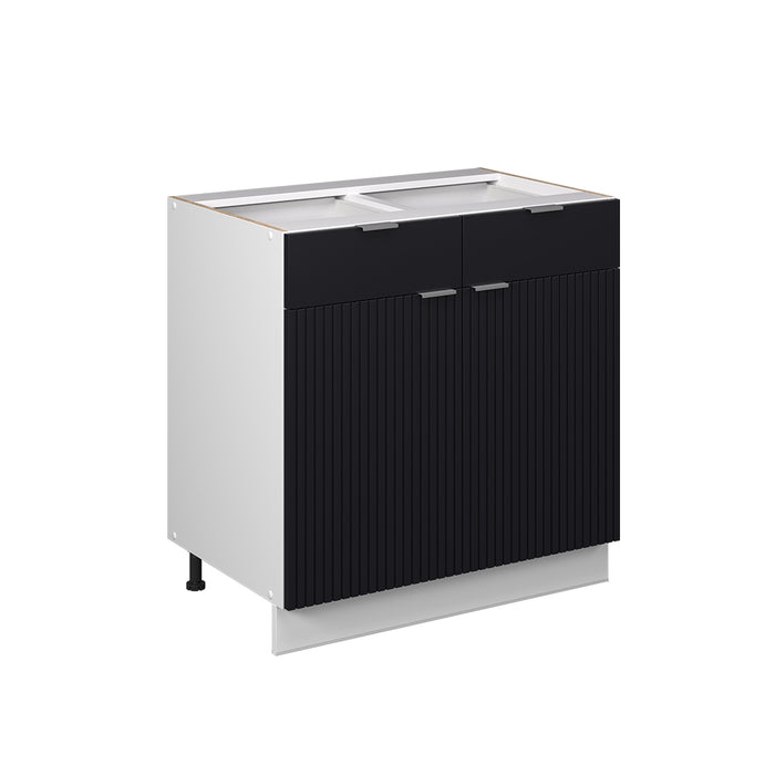 Vicco Mobiletto base per cucina Nero a righe 80 cm senza piano di lavoro